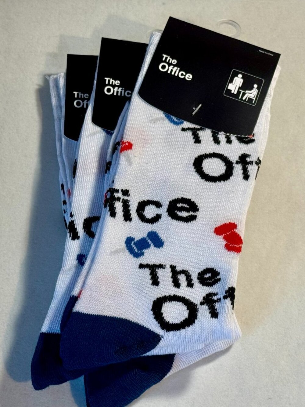 3 Pairs The Office Novelty Crew Socks Size 6-12/13 OSFM